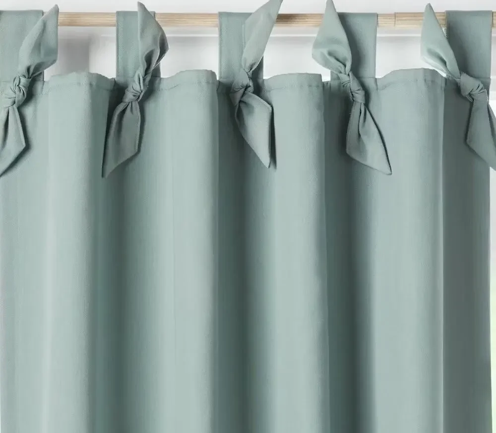 Pillowfort Tie Top Embellished Kids' Blackout Window Curtain Panel (Marks)*#